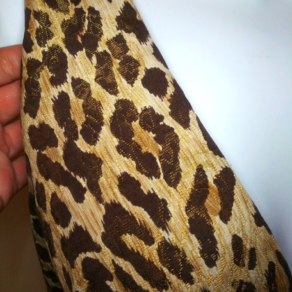 Vintage 90's Nicole Bakti Sexy Leopard Print Silk Brocade Cocktail Dress - Picture 4 of 12